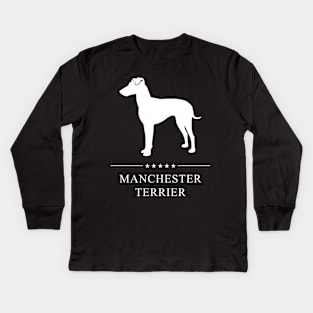 Manchester Terrier Dog White Silhouette Kids Long Sleeve T-Shirt